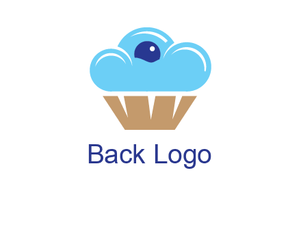 cloud forming cupcake with berry food logo