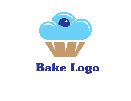 cloud forming cupcake with berry food logo