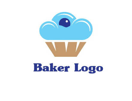 cloud forming cupcake with berry food logo