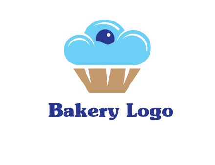 cloud forming cupcake with berry food logo