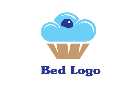 cloud forming cupcake with berry food logo
