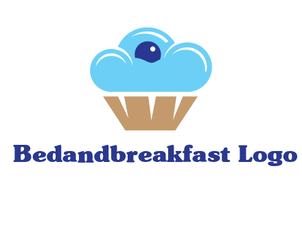 cloud forming cupcake with berry food logo