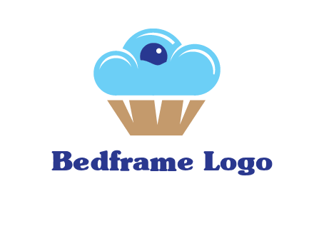 cloud forming cupcake with berry food logo