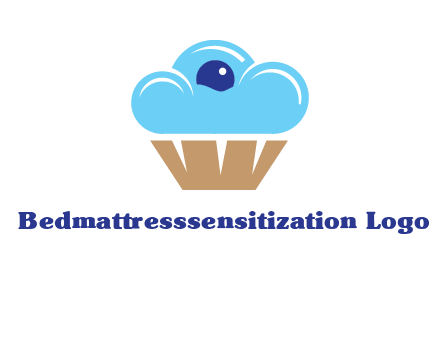 cloud forming cupcake with berry food logo
