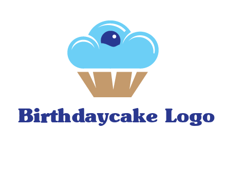 cloud forming cupcake with berry food logo