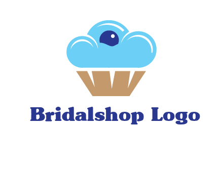 cloud forming cupcake with berry food logo