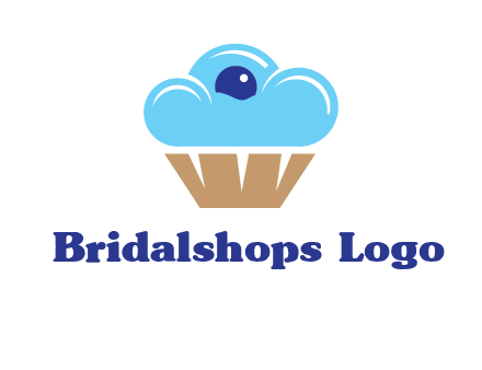 cloud forming cupcake with berry food logo