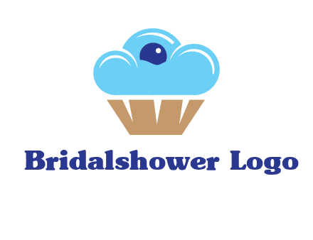 cloud forming cupcake with berry food logo