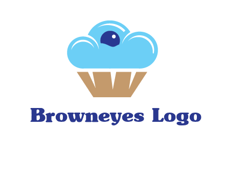 cloud forming cupcake with berry food logo