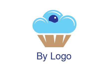 cloud forming cupcake with berry food logo