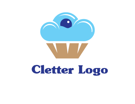 cloud forming cupcake with berry food logo