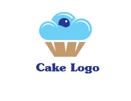 cloud forming cupcake with berry food logo