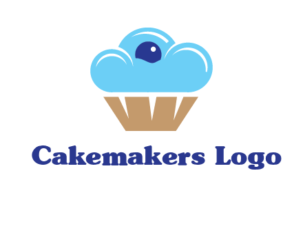 cloud forming cupcake with berry food logo