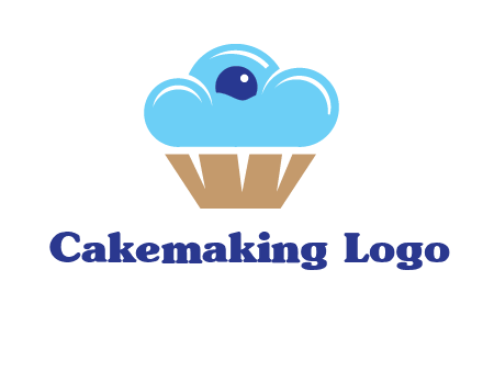 cloud forming cupcake with berry food logo