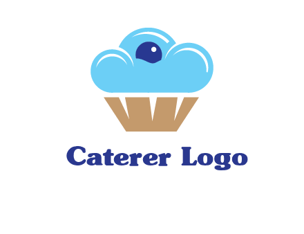 cloud forming cupcake with berry food logo