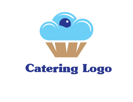 cloud forming cupcake with berry food logo