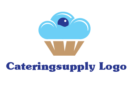 cloud forming cupcake with berry food logo