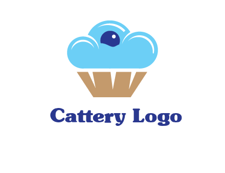 cloud forming cupcake with berry food logo