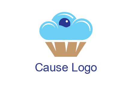 cloud forming cupcake with berry food logo