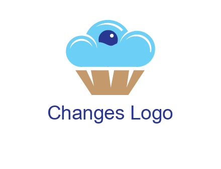 cloud forming cupcake with berry food logo