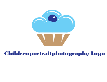 cloud forming cupcake with berry food logo