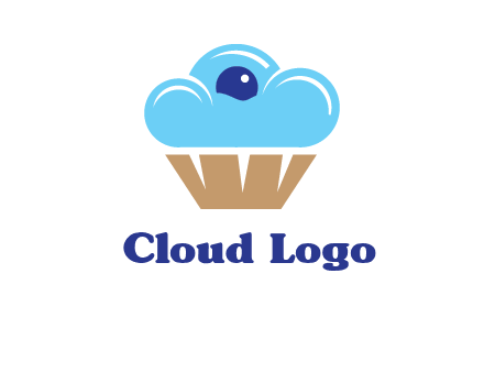 cloud forming cupcake with berry food logo