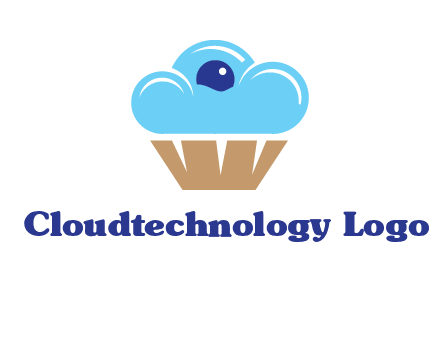 cloud forming cupcake with berry food logo