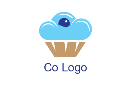 cloud forming cupcake with berry food logo