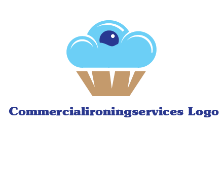 cloud forming cupcake with berry food logo