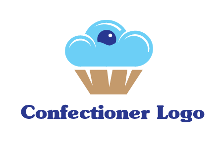 cloud forming cupcake with berry food logo