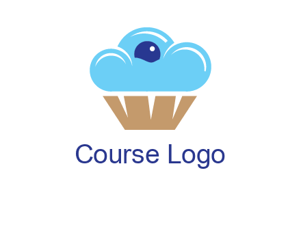 cloud forming cupcake with berry food logo