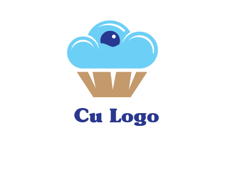 cloud forming cupcake with berry food logo