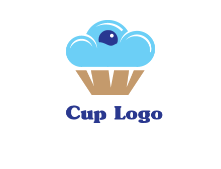 cloud forming cupcake with berry food logo