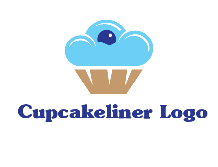 cloud forming cupcake with berry food logo