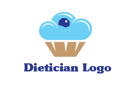 cloud forming cupcake with berry food logo