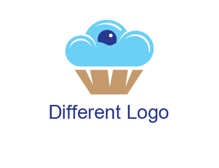 cloud forming cupcake with berry food logo