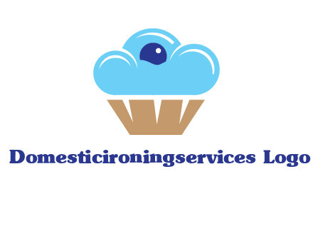 cloud forming cupcake with berry food logo