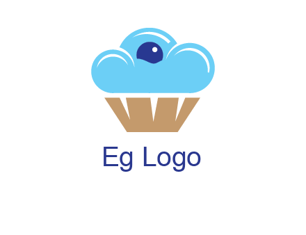 cloud forming cupcake with berry food logo