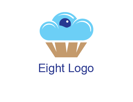 cloud forming cupcake with berry food logo