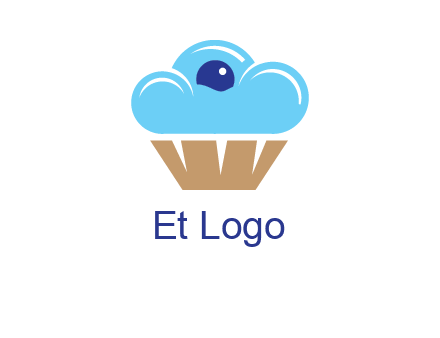 cloud forming cupcake with berry food logo