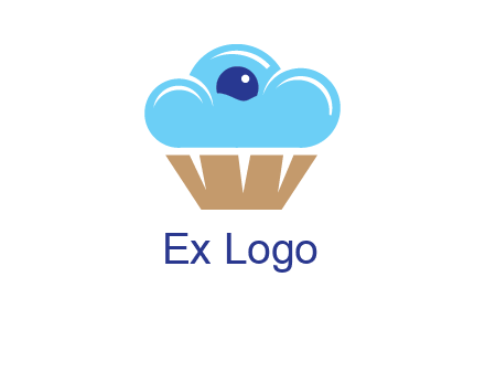 cloud forming cupcake with berry food logo