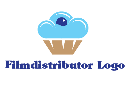 cloud forming cupcake with berry food logo