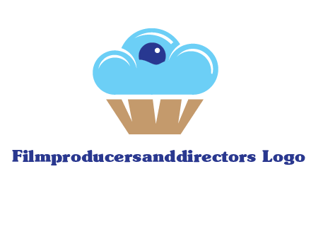 cloud forming cupcake with berry food logo