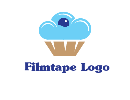 cloud forming cupcake with berry food logo