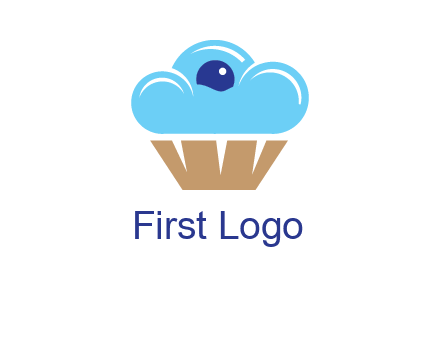 cloud forming cupcake with berry food logo