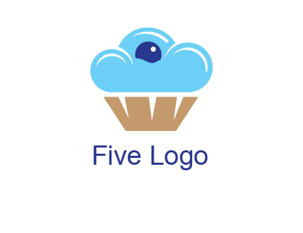 cloud forming cupcake with berry food logo