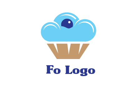 cloud forming cupcake with berry food logo