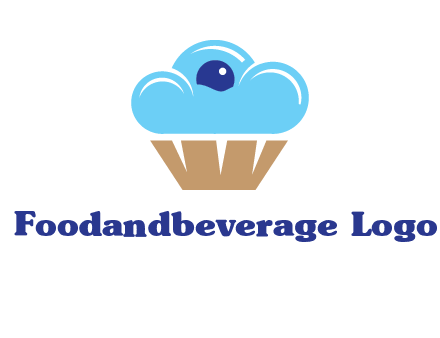 cloud forming cupcake with berry food logo