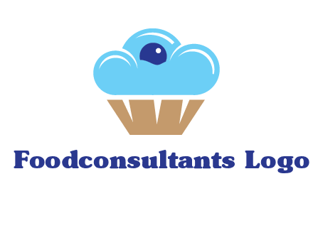 cloud forming cupcake with berry food logo