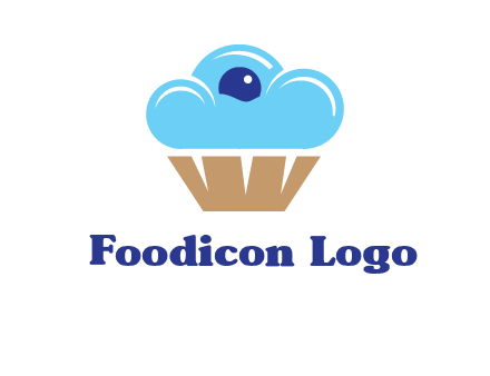 cloud forming cupcake with berry food logo